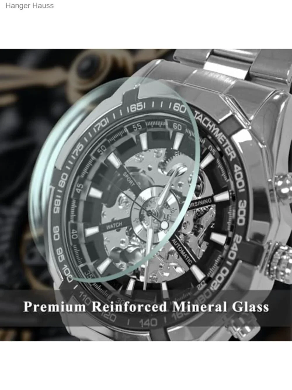 Men's Automatic Skeleton Mechanical Watch Stainless Steel Waterproof